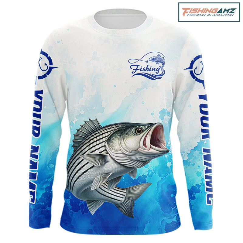 Striped Bass Fishing Long Sleeve Gift For Men Deep Sea Saltwater Angler Ocean Adventure