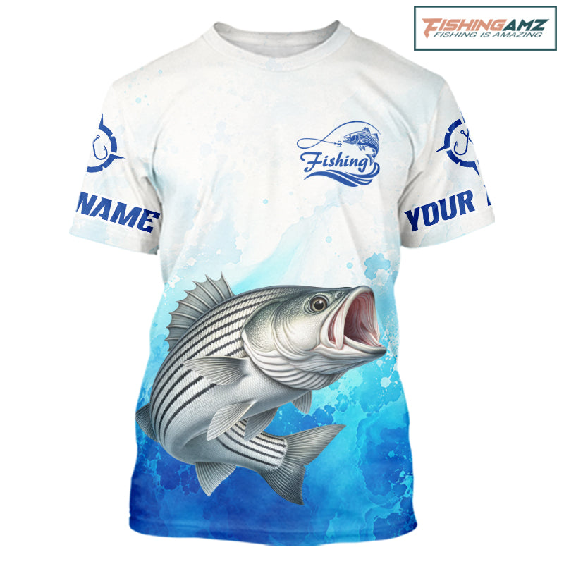 Striped Bass Fishing T-Shirts Gift For Men Deep Sea Saltwater Angler Ocean Adventure