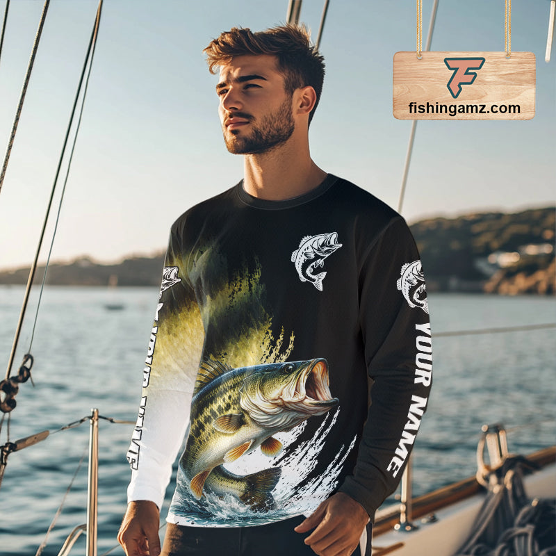 Largemouth Bass Fishing Shirts Long Sleeve For Men, Beautiful Bass Fishing Shirts NHT529