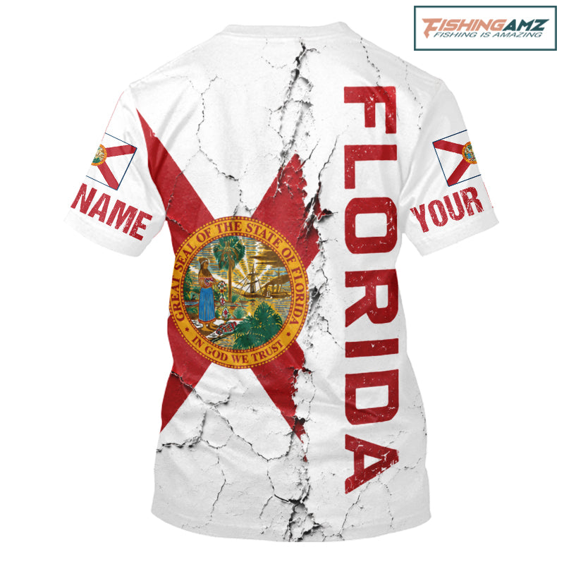 Florida Fishing T-Shirts Patriotic Florida Flag UV Protection Fishing Jersey