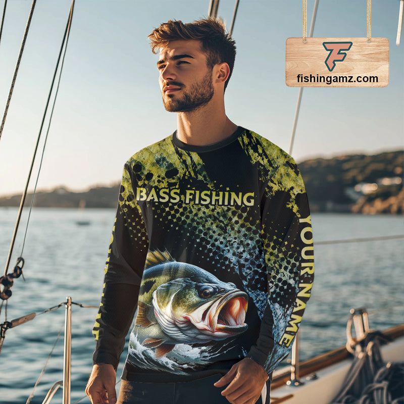 Bass Fishing Shirts Long Sleeve Sport Style Personalized Name, Team Name NHT401