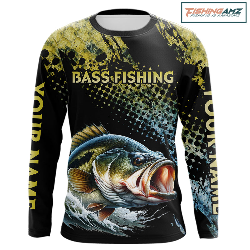 Bass Fishing Shirts Long Sleeve Sport Style Personalized Name, Team Name NHT401