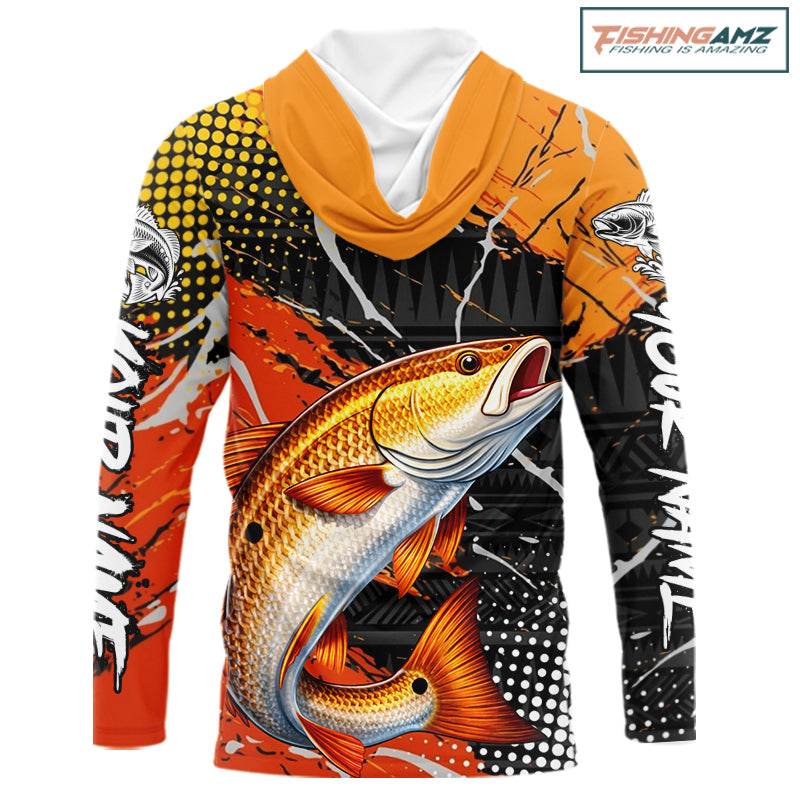 Personalized Redfish Fishing Jerseys, Red Drum Saltwater Tournament Fishing Shirts NHT464