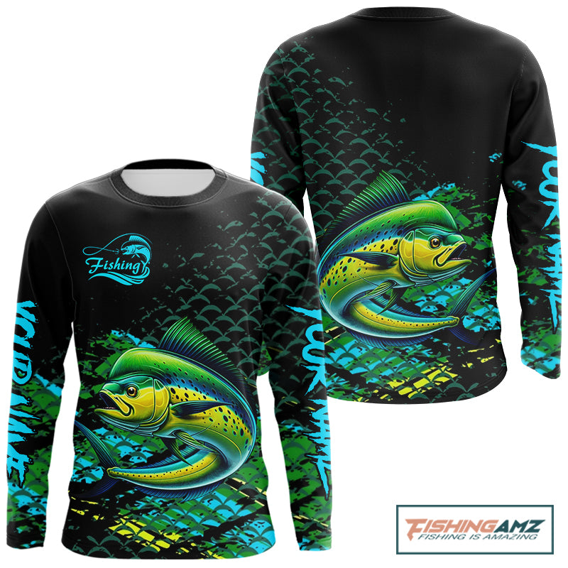 Mahi Mahi Fishing Long Sleeves Fishing Shirt, Custom 3D UV Protection Fishing Shirt NHT409
