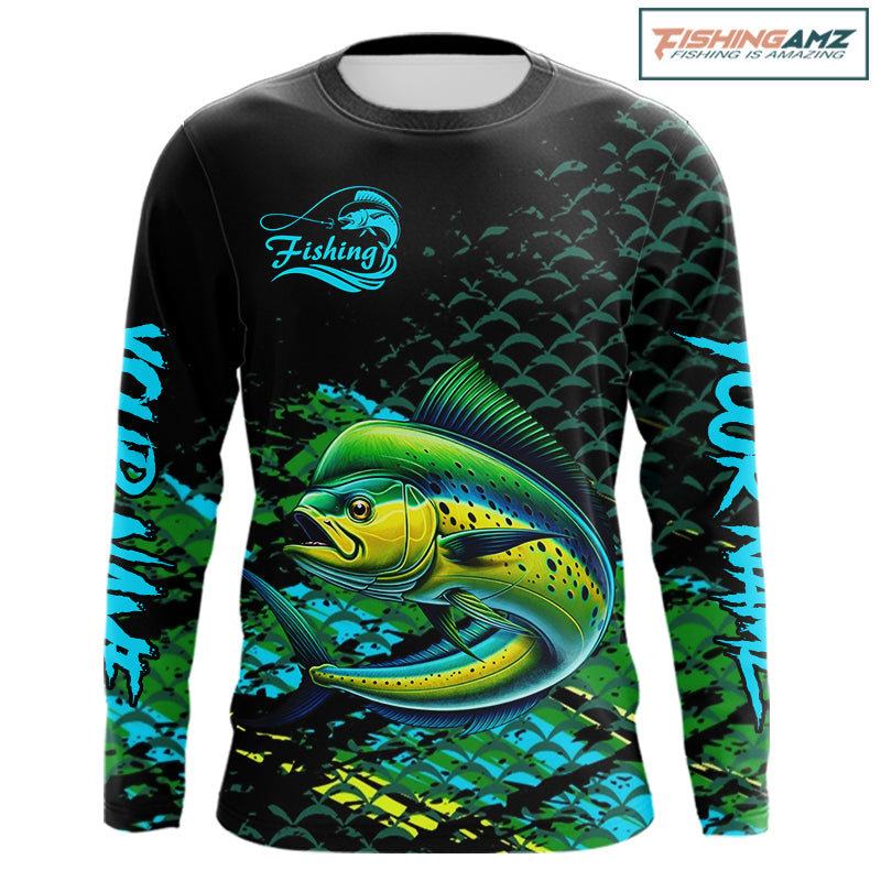 Mahi Mahi Fishing Long Sleeves Fishing Shirt, Custom 3D UV Protection Fishing Shirt NHT409