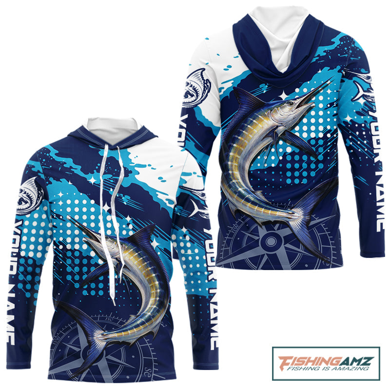 Custom Marlin Long Sleeve Fishing Shirts For Men, Design Marlin Fishing Jerseys NHT466