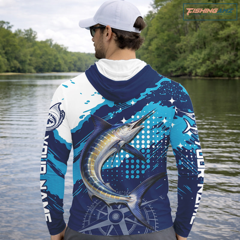 Custom Marlin Long Sleeve Fishing Shirts For Men, Design Marlin Fishing Jerseys NHT466