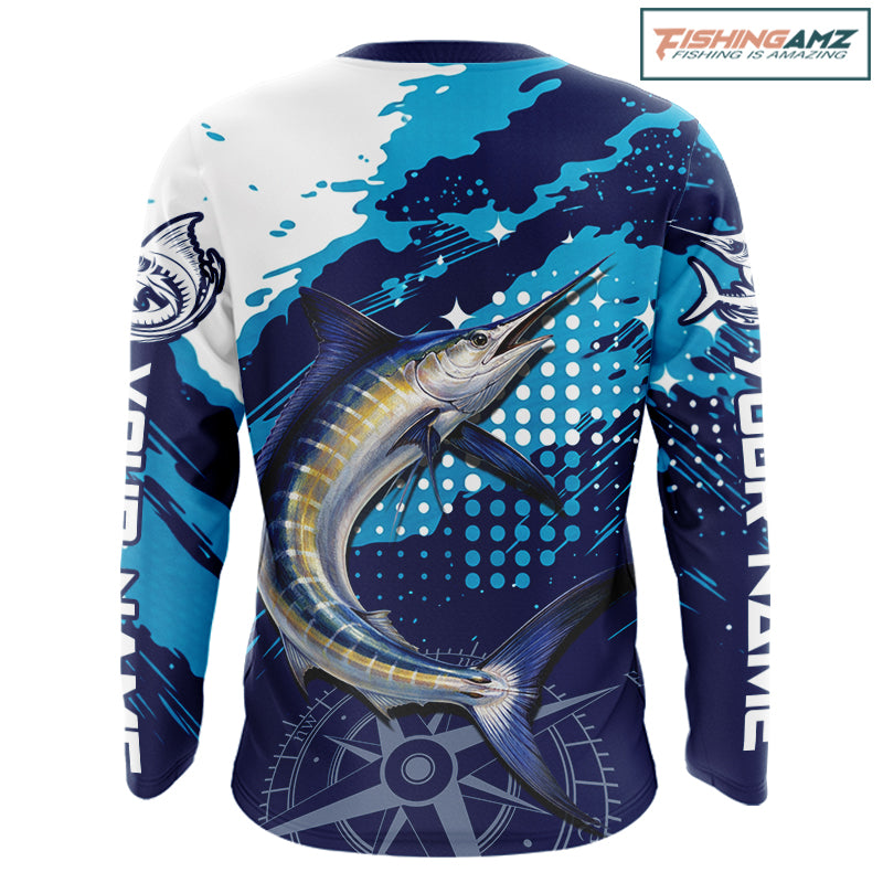 Custom marlin long sleeve fishing shirt for men, marlin fishing jersey