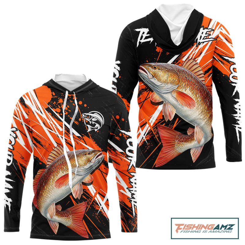 Personalized Redfish Fishing Tournament , Red Drum Saltwater Fishing Shirts Long Sleeve NHT467