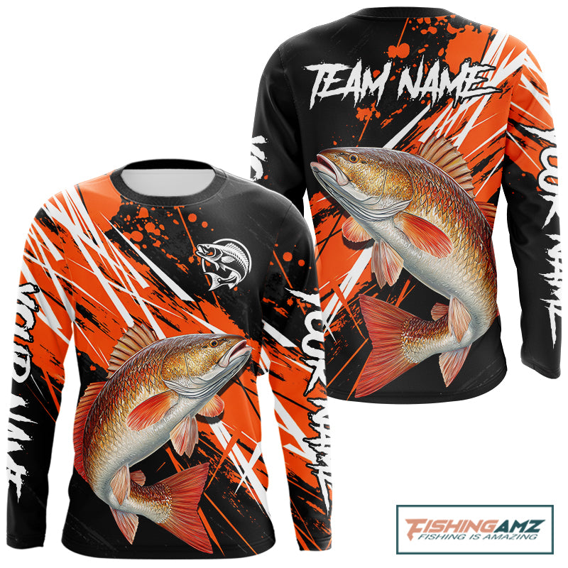 Personalized Redfish Fishing Tournament, Red Drum Saltwater Fishing Shirts Long Sleeve NHT467