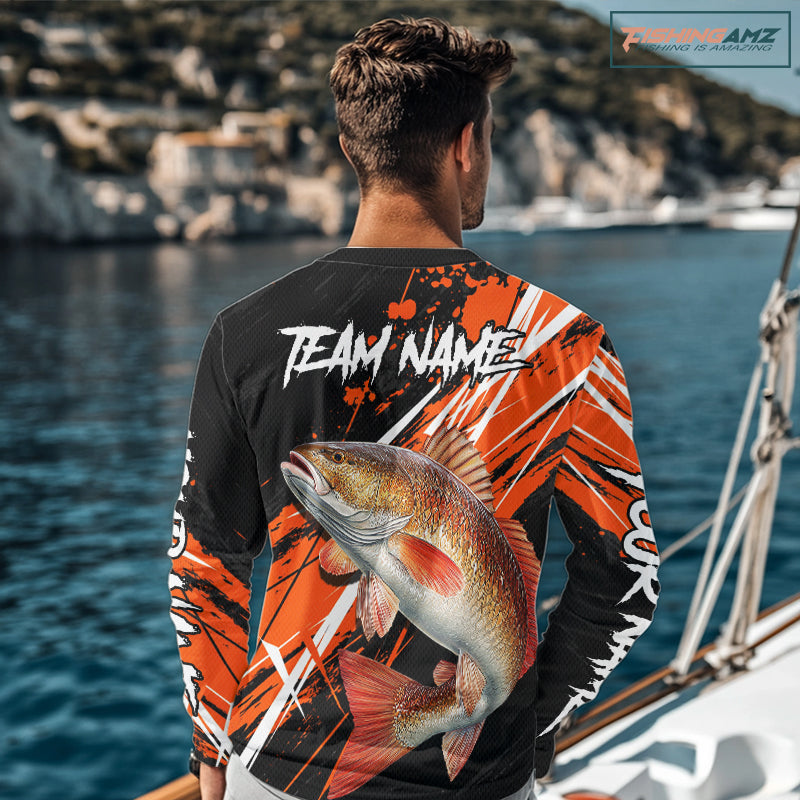 Personalized Redfish Fishing Tournament, Red Drum Saltwater Fishing Shirts Long Sleeve NHT467