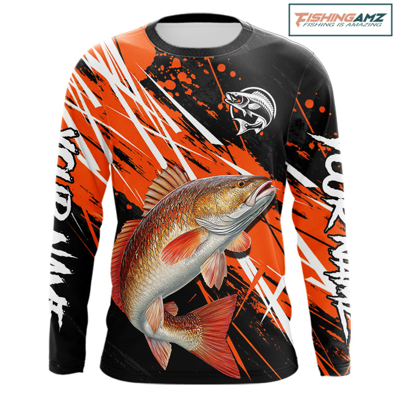 Personalized Redfish Fishing Tournament, Red Drum Saltwater Fishing Shirts Long Sleeve NHT467