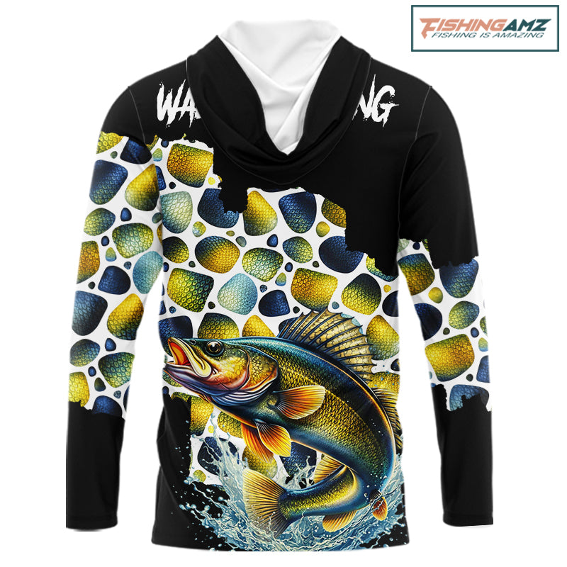 Personalized Walleye Fishing Shirt Long Sleeve Hooded, Fishing Shirts For Men NHT413