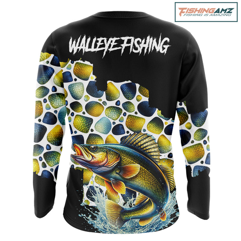 Personalized Walleye Fishing Shirt Long Sleeve, Fishing Shirts For Men NHT413