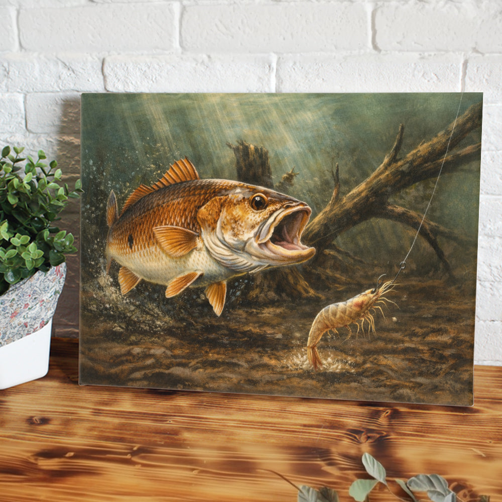Redfish Fishing Canvas Wall Art – Redfish Hunting Shrimp Underwater NHT472