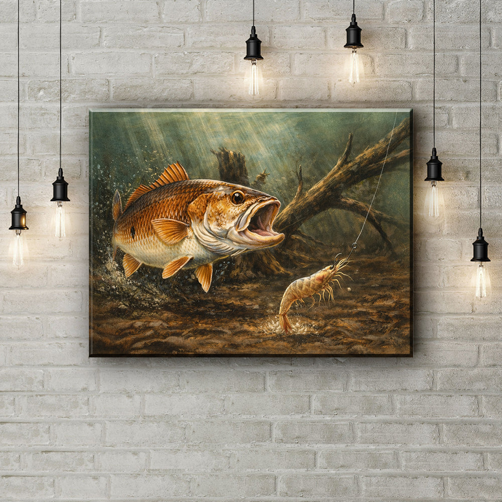Redfish Fishing Canvas Wall Art – Redfish Hunting Shrimp Underwater NHT472