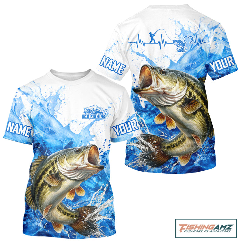 Bass Fishing Shirts Short Sleeve, Ice Fishing Shirt For Men, Largemouth Bass Fishing Apparel NHT1383