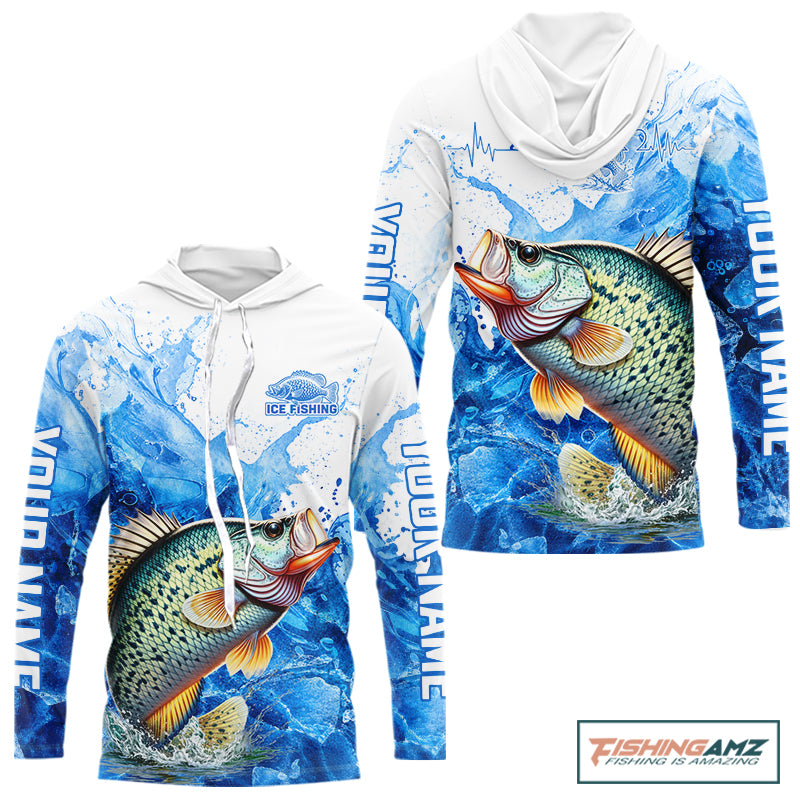 Crappie Fishing Shirts Hooded, Ice Fishing Long Sleeve Shirt For Men, Crappie Fishing Apparel NHT1384