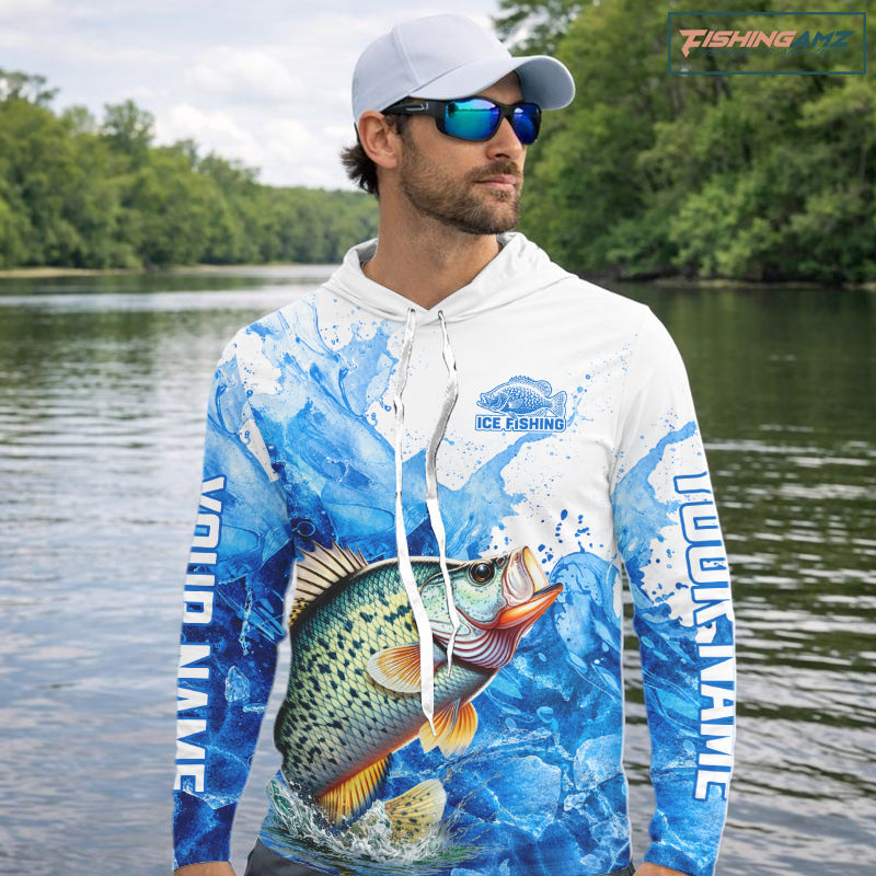Crappie Fishing Shirts Hooded, Ice Fishing Long Sleeve Shirt For Men, Crappie Fishing Apparel NHT1384