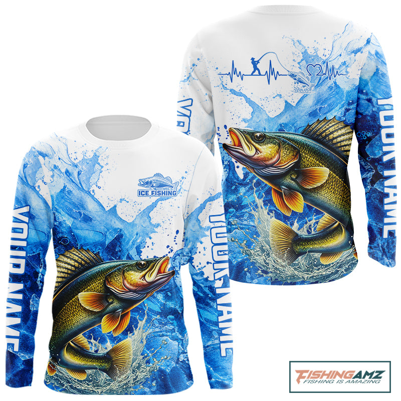 Walleye Fishing Shirt, Ice Fishing Long Sleeve Shirt For Men, Walleye Fishing Apparel NHT1385
