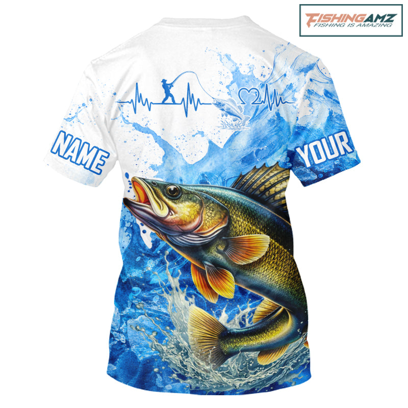 Walleye Fishing Shirts Short Sleeve, Ice Fishing Shirt For Men, Walleye Fishing Apparel NHT1385