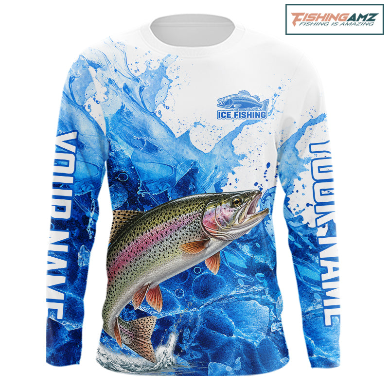 Rainbow Trout Fishing Shirt, Ice Fishing Long Sleeve Shirt For Men, Rainbow Trout Fishing Apparel NHT1386