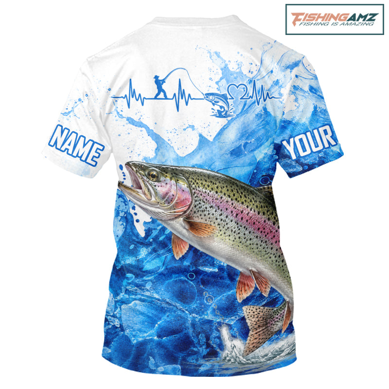 Rainbow Trout Fishing Shirts Short Sleeve, Ice Fishing Shirt For Men, Rainbow Trout Fishing Apparel NHT1386