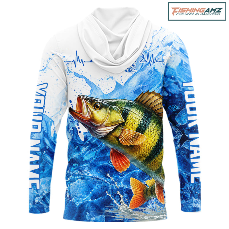 Yellow Perch Fishing Shirts Hooded, Ice Fishing Long Sleeve Shirt For Men, Yellow Perch Fishing Apparel NHT1387