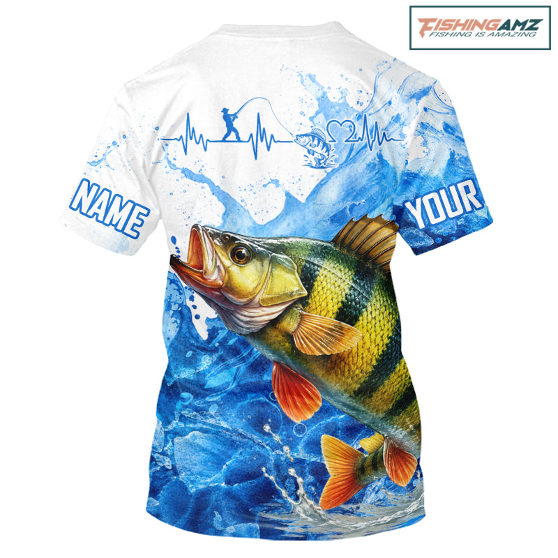Yellow Perch Fishing Shirts Short Sleeve, Ice Fishing Shirt For Men, Yellow Perch Fishing Apparel NHT1387