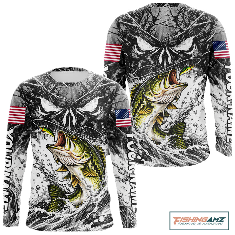 Jumping Bass Catch Lure Fishing Shirt Long Sleeve Personalized Monster Eyes Splash Gray Water Outdoor Apparel NHT1734