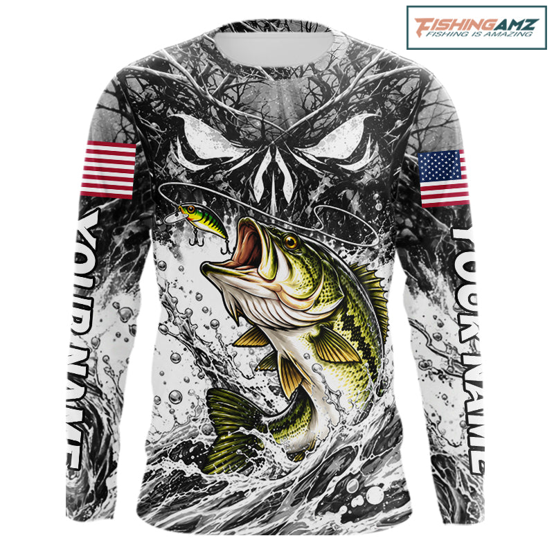 Jumping Bass Catch Lure Fishing Shirt Long Sleeve Personalized Monster Eyes Splash Gray Water Outdoor Apparel NHT1734