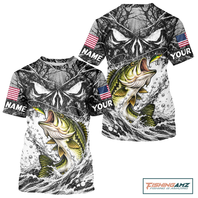 Jumping Bass Catch Lure Fishing Shirt Short Sleeve Personalized Monster Eyes Splash Gray Water Outdoor Apparel NHT1734
