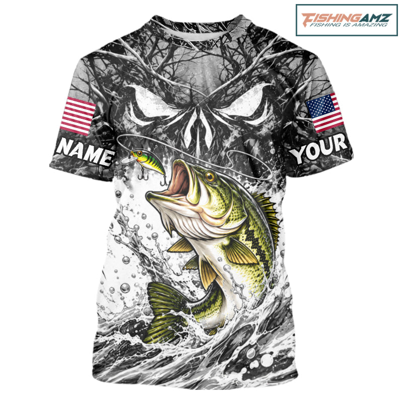 Jumping Bass Catch Lure Fishing Shirt Short Sleeve Personalized Monster Eyes Splash Gray Water Outdoor Apparel NHT1734