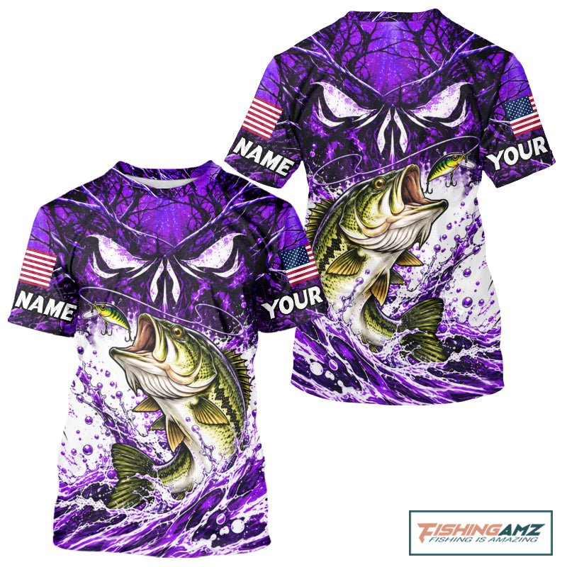 Jumping Bass Catch Lure Fishing Shirt Short Sleeve Personalized Monster Eyes Splash Purple Water Outdoor Apparel NHT1735