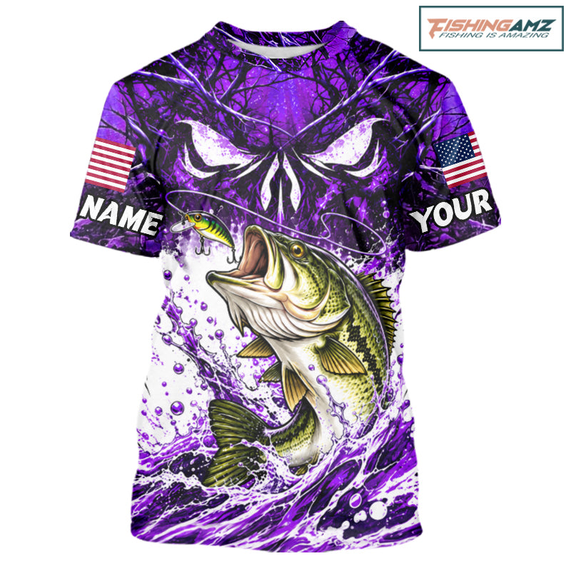 Jumping Bass Catch Lure Fishing Shirt Short Sleeve Personalized Monster Eyes Splash Purple Water Outdoor Apparel NHT1735