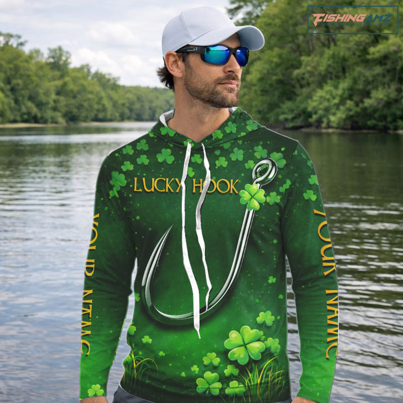 Custom St Patrick's Day Hook Fishing Shirts Long Sleeve, Performance Fishing Shirts NHT424
