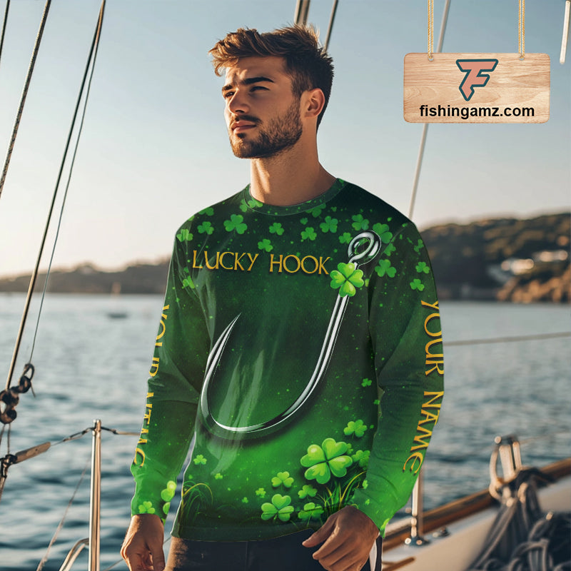 Custom St Patrick's Day Hook Fishing Shirts Long Sleeve, Performance Fishing Shirts NHT424