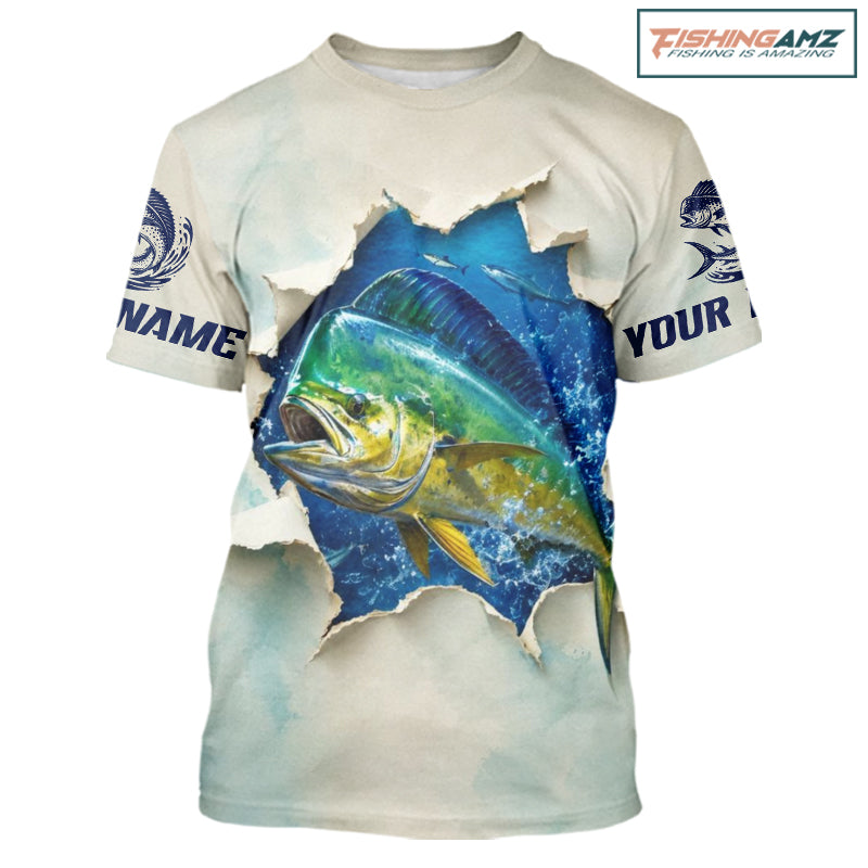 Personalized Mahi Mahi Fishing T - Shirt 3D Ocean Fish Graphic Angler Gift For Fishing Lovers