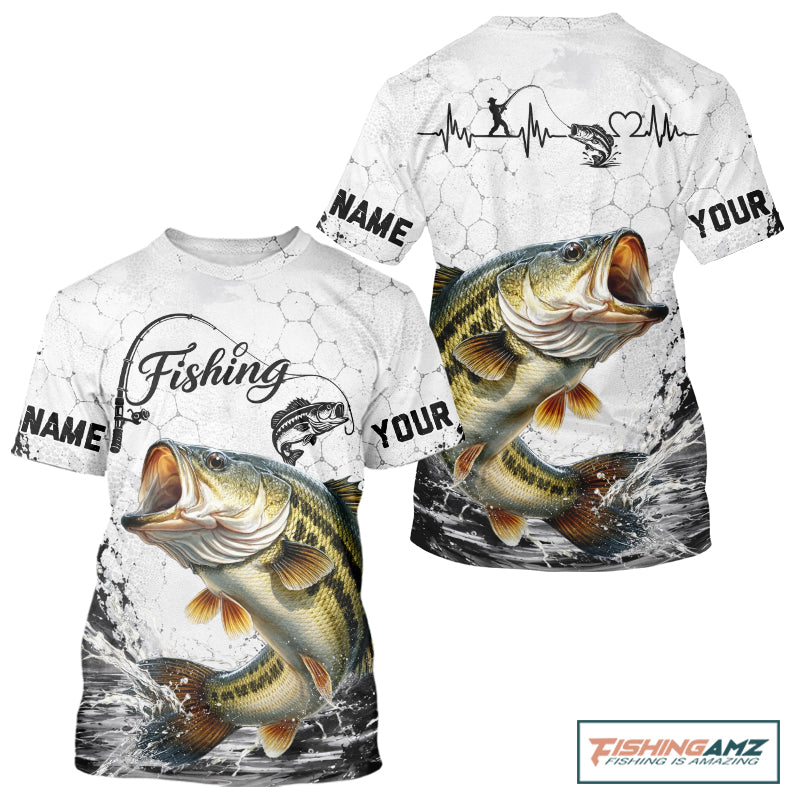 Custom Name Bass Fishing T - Shirt Performance, Bass Gift For Men