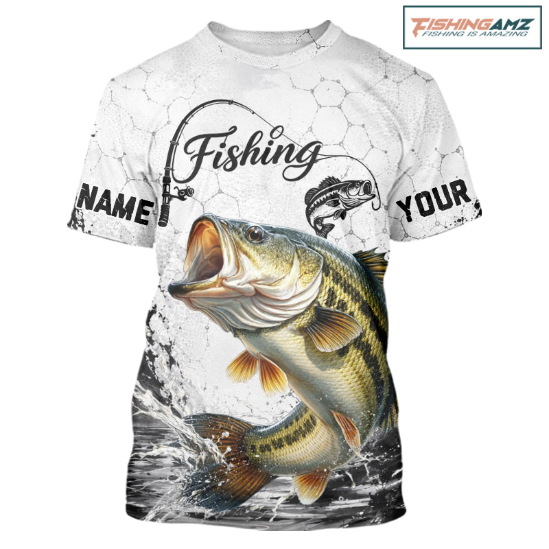 Custom Name Bass Fishing short T - Shirt Performance, Bass Gift For Men