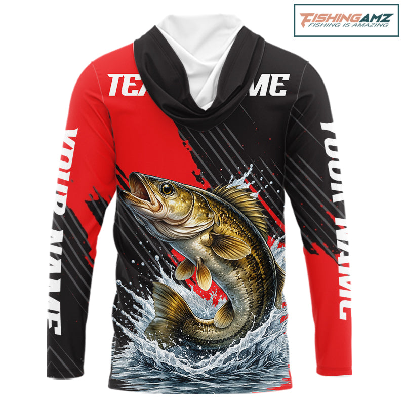 Walleye Fishing Long Sleeve Hooded Tournament Shirts, Personalized Walleye Fishing Jerseys NHT585