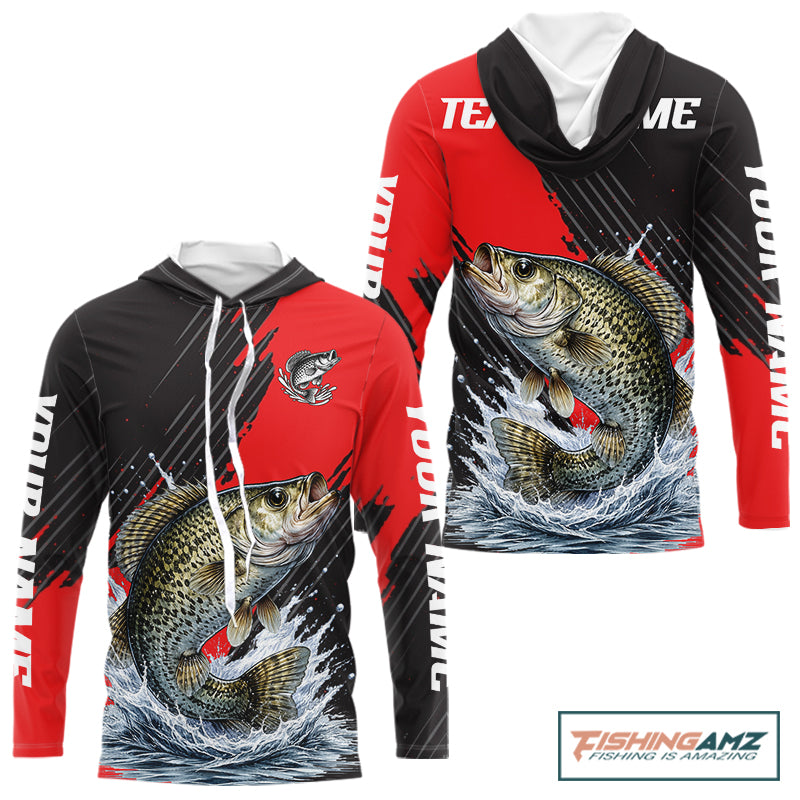 Crappie Fishing Long Sleeve Hooded Tournament Shirts, Personalized Crappie Fishing Jerseys NHT586