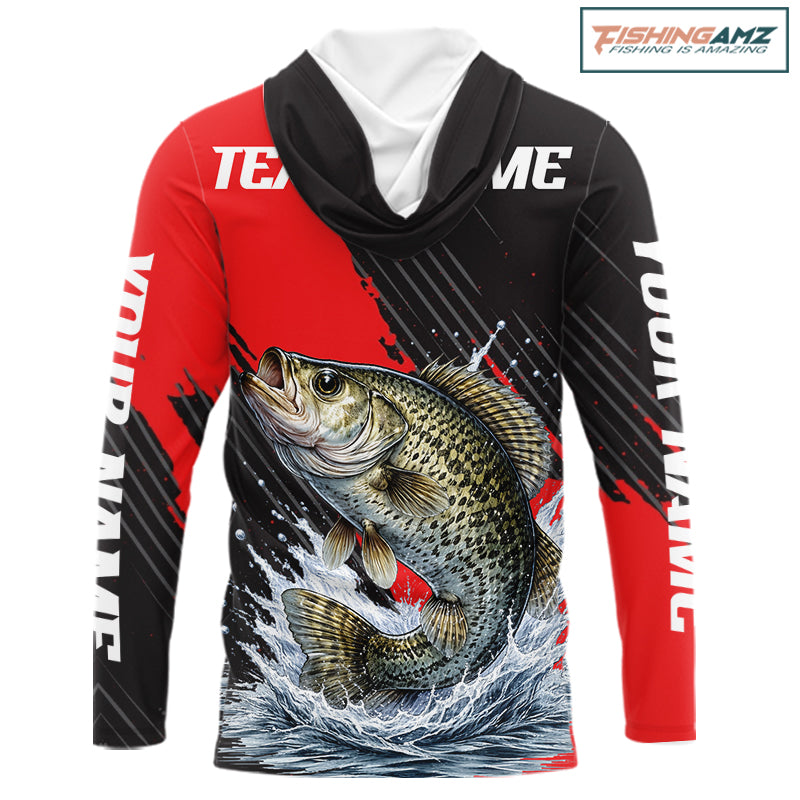 Crappie Fishing Long Sleeve Hooded Tournament Shirts, Personalized Crappie Fishing Jerseys NHT586