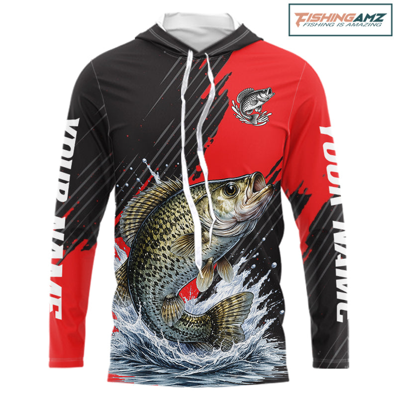Crappie Fishing Long Sleeve Hooded Tournament Shirts, Personalized Crappie Fishing Jerseys NHT586