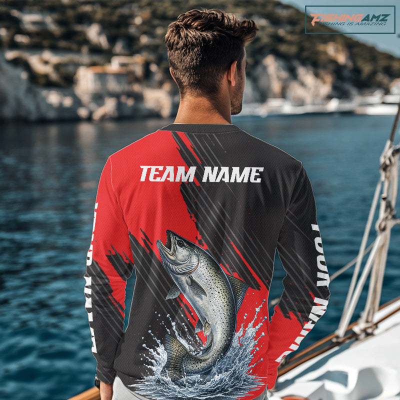 Chinook Salmon Fishing Long Sleeve Tournament Shirts, Personalized Salmon Fishing Jerseys NHT587