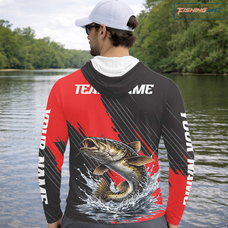 Hooded Catfish Fishing Long Sleeve Tournament Shirts, Personalized Catfish Fishing Jerseys NHT589