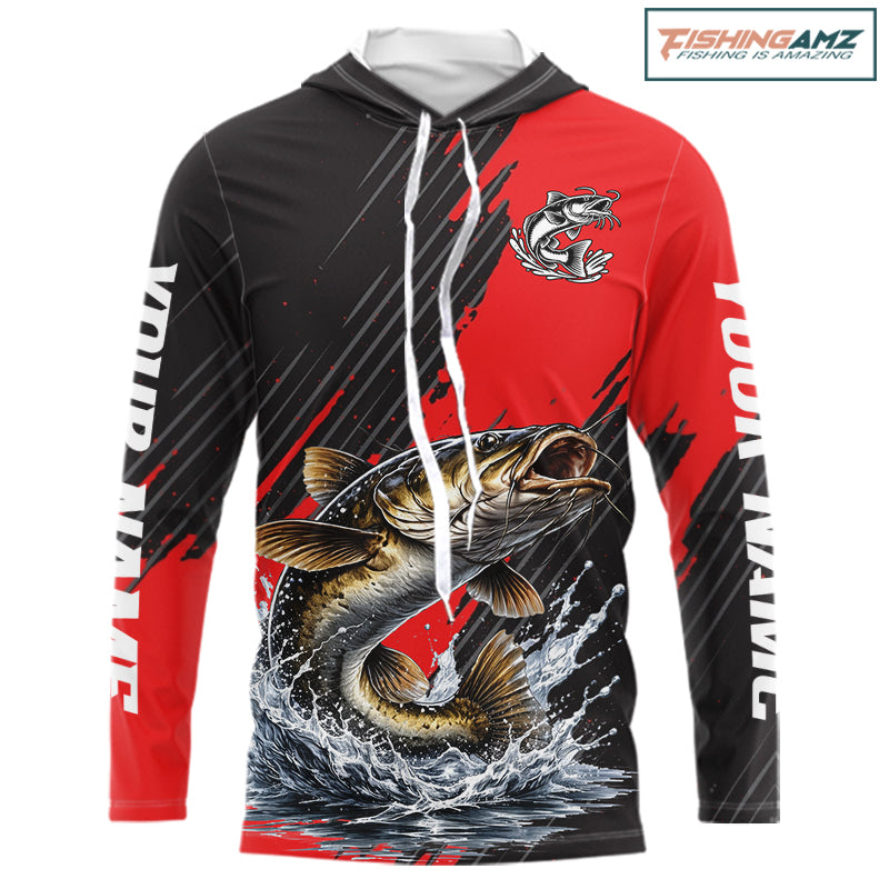 Hooded Catfish Fishing Long Sleeve Tournament Shirts, Personalized Catfish Fishing Jerseys NHT589