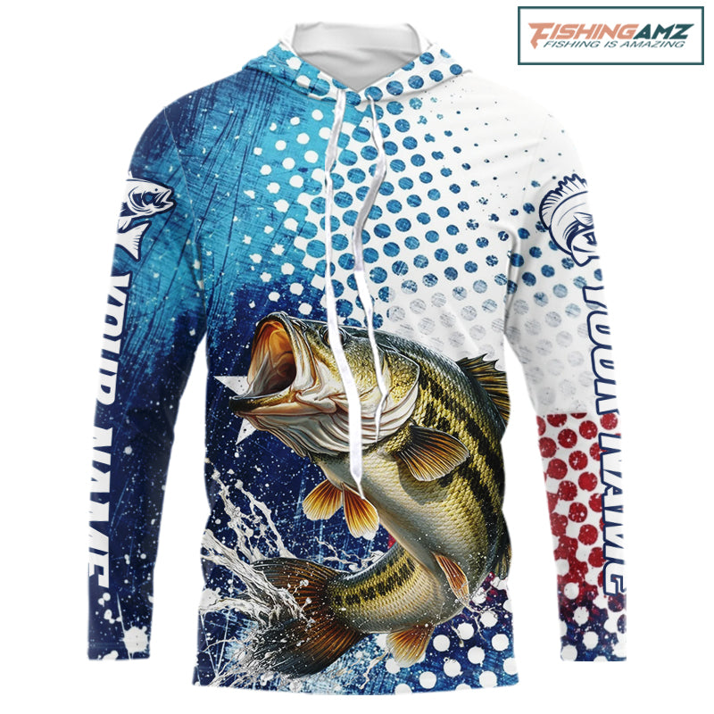 Design Texas Flag Bass Fishing Shirts, Texas Bass Fishing Shirts Hooded Long Sleeve NHT603