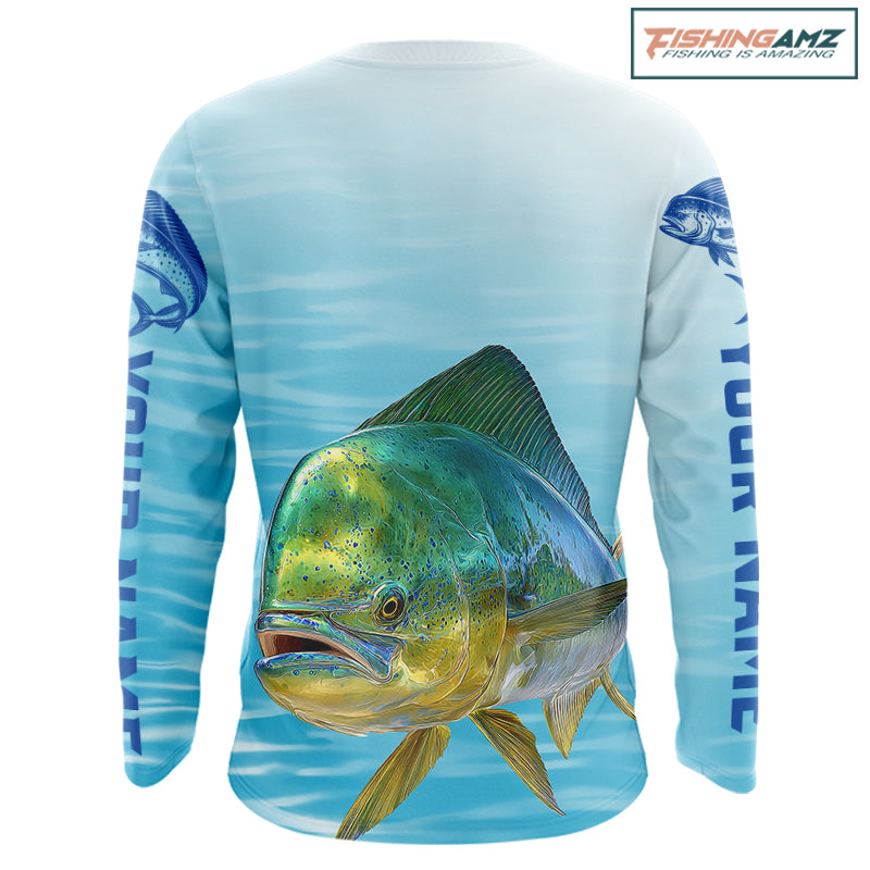 Mahi Mahi Ocean Blue Performance Fishing Shirt, Mahi Mahi Tournament Fishing Shirts NHT615