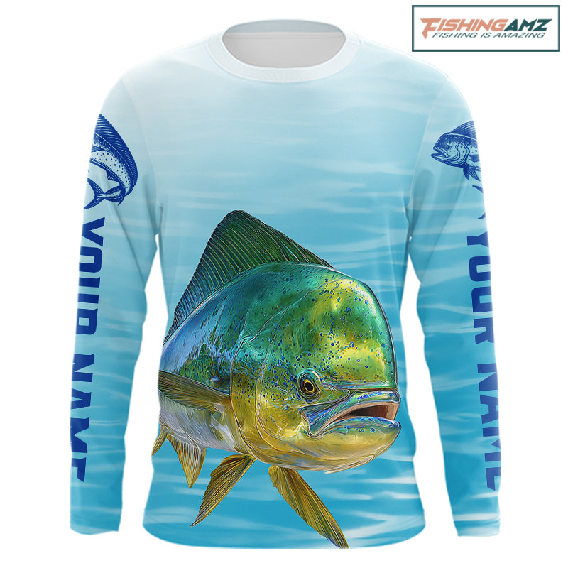 Mahi Mahi Ocean Blue Performance Fishing Shirt, Mahi Mahi Tournament Fishing Shirts NHT615